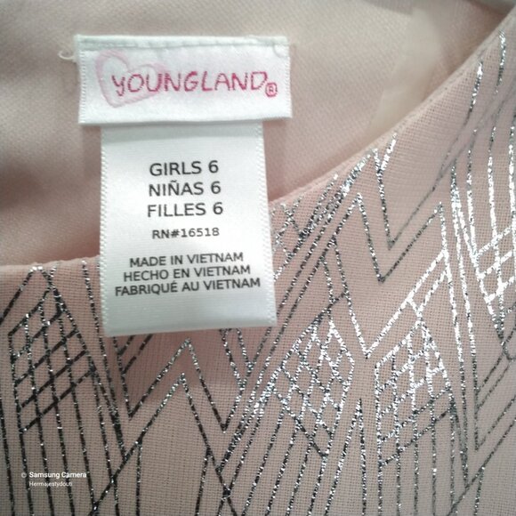 Youngland Girls Pink & Silver Metallic Tutu Tull Sequin Dress & Pants Set NWT 6 - Picture 4 of 7